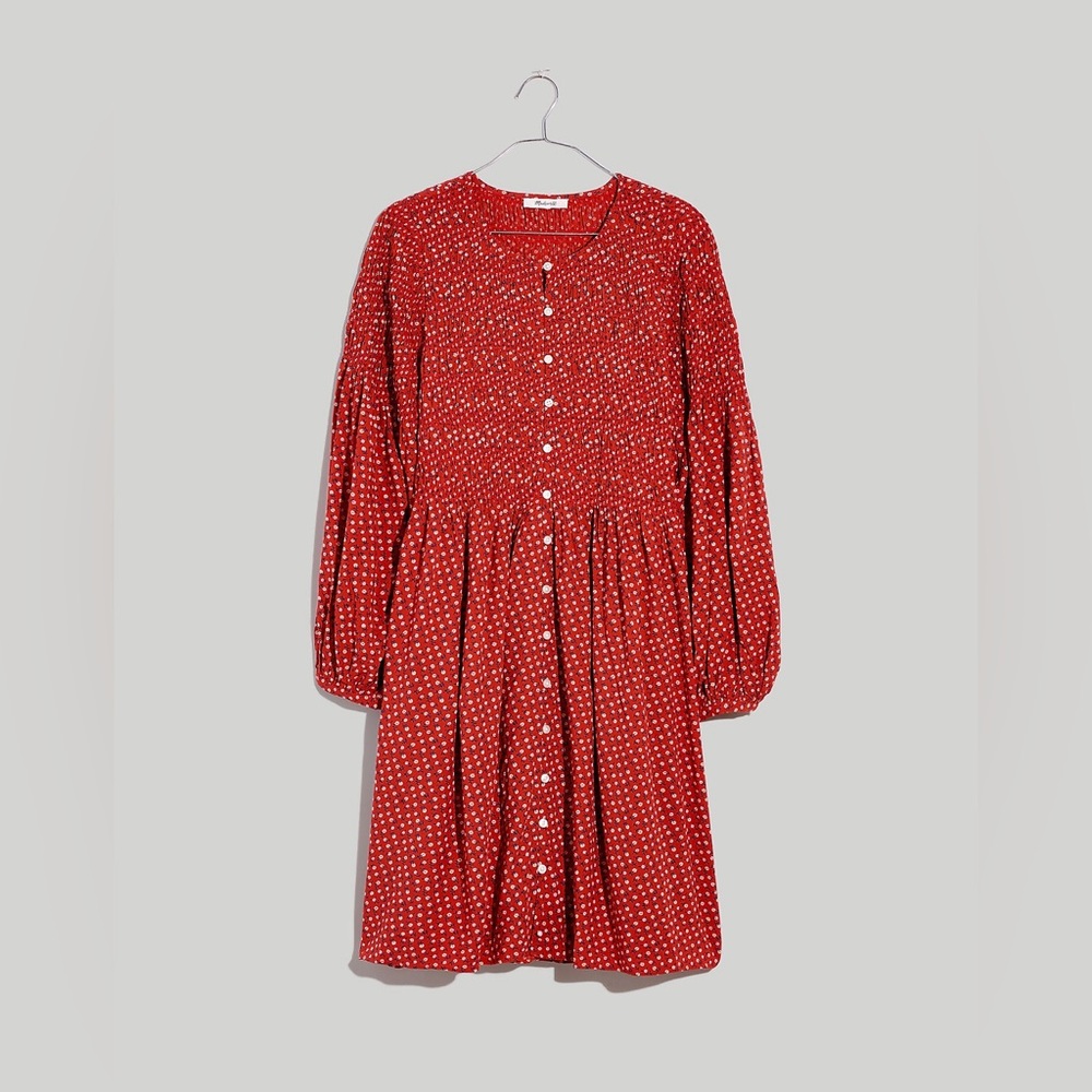 Madewell Challis Button-Front Mini Dress in Tiny Daisy